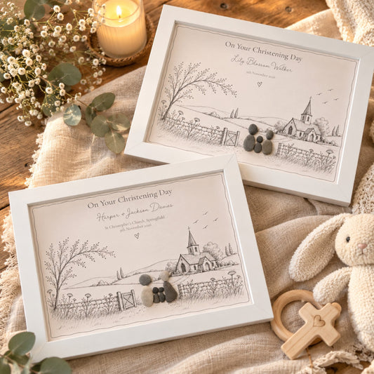 Christening Storybook pebble picture