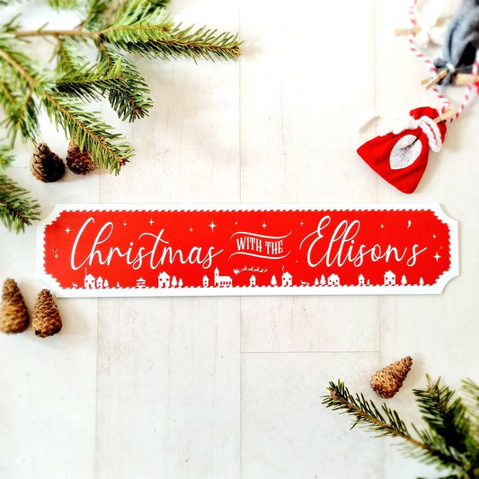 "Family Village" Personalised Christmas Street Sign