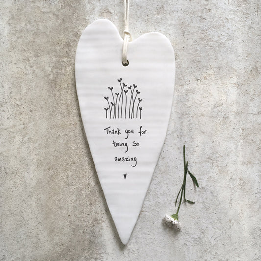 Porcelain Hanging heart - Thank you for being so amazing