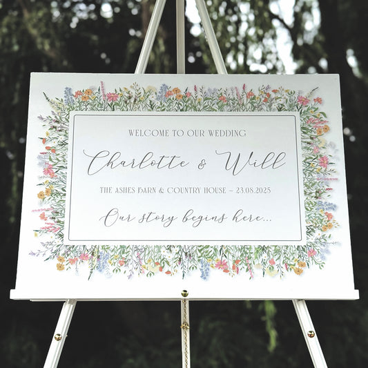 Wedding Welcome Board Wild Flowers