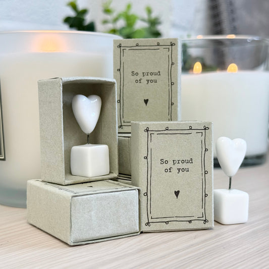 Porcelain Matchbox Message Heart- So Proud Of You