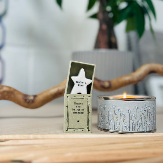 Porcelain Matchbox Message Star - Thanks for being so amazing