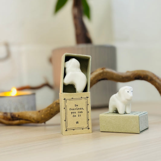Porcelain Matchbox Message Lion–Be fearless you can do it
