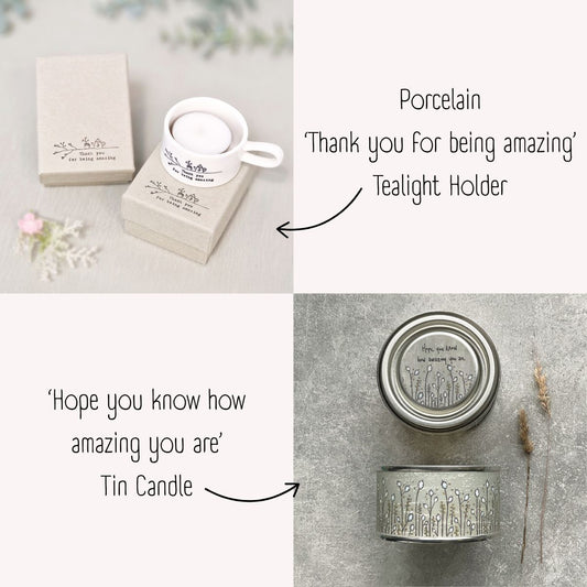 Porcelain Handled Tea Light Holder – Thank you for being amazing