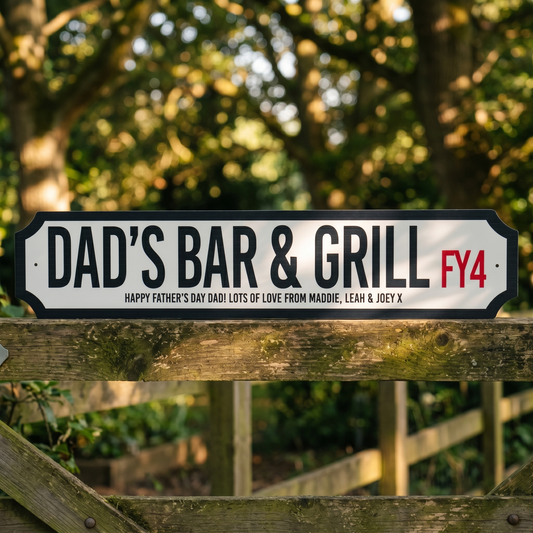 Personalised Dad 'Bar & Grill' Street Sign Gift
