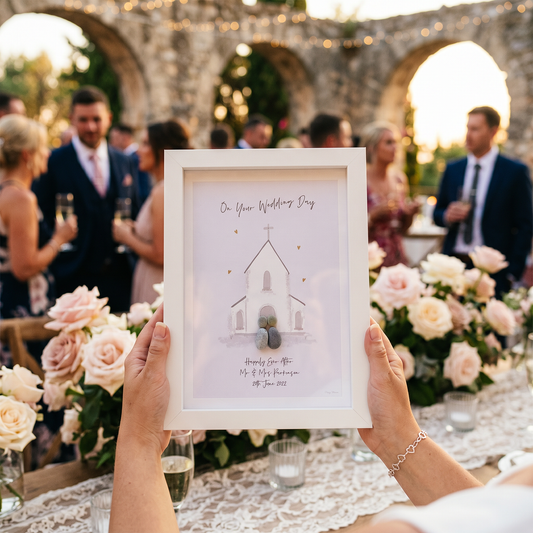 Wedding Church Personalised Pebble Picture Gift