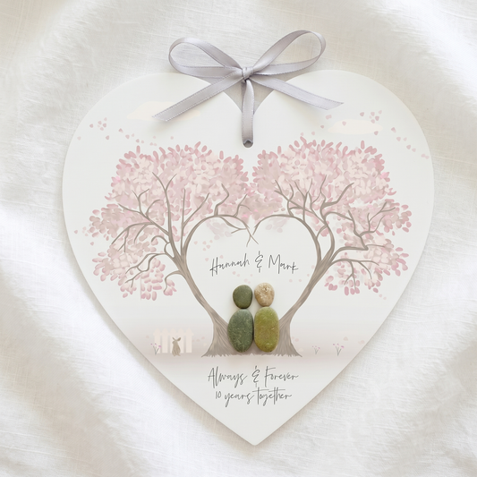 Personalised 'Always and Forever' Pebble Hanging Heart Gift