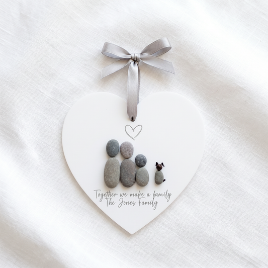 Personalised Family Pebble Hanging Heart Gift