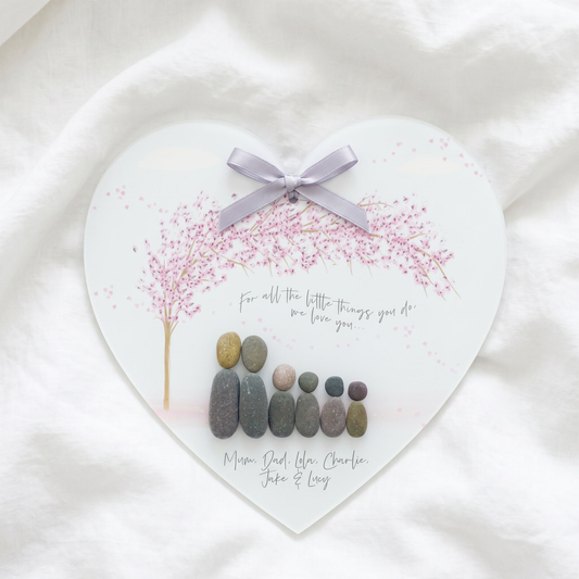 Personalised 'Mum Blossom Tree' Pebble Hanging Heart Gift
