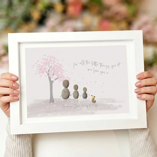 Grandparent Personalised Pebble Sketch Picture Gift
