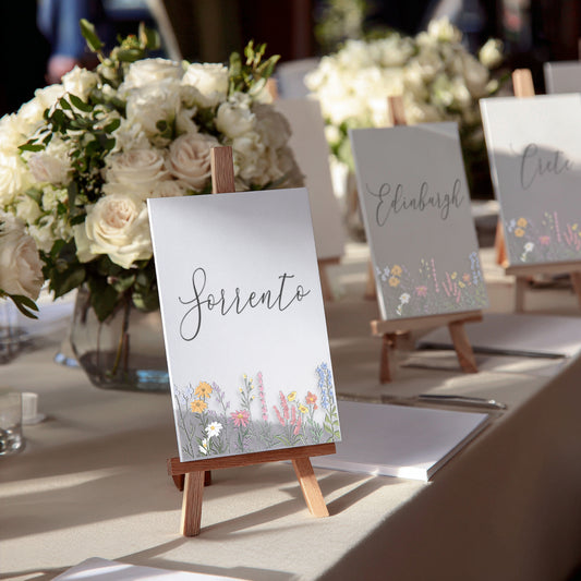 Wild Flowers A5 Wedding Table Names/Numbers