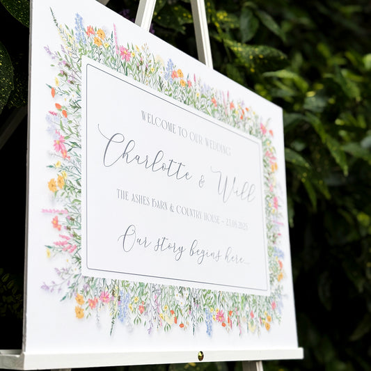 Wedding Welcome Board Wild Flowers