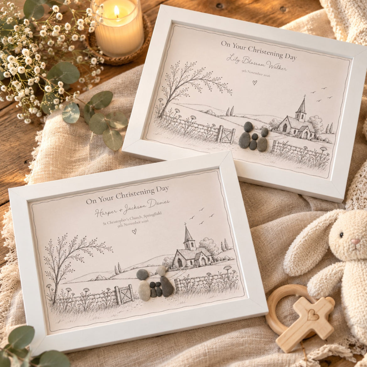 Christening Storybook pebble picture