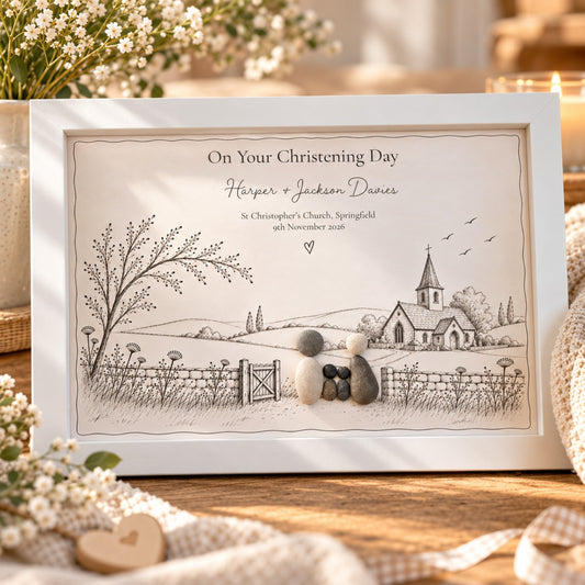 Christening Storybook pebble picture