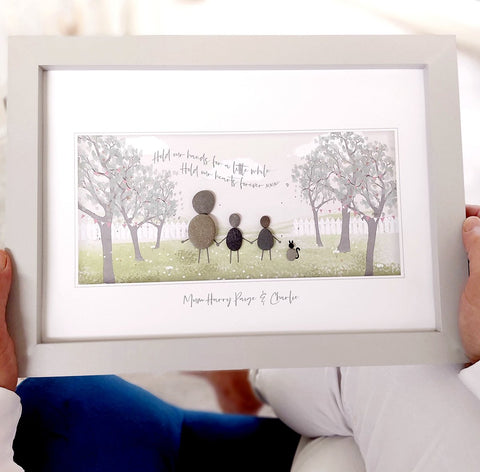 Family Walk In The Park Personalised Pebble Picture Gift