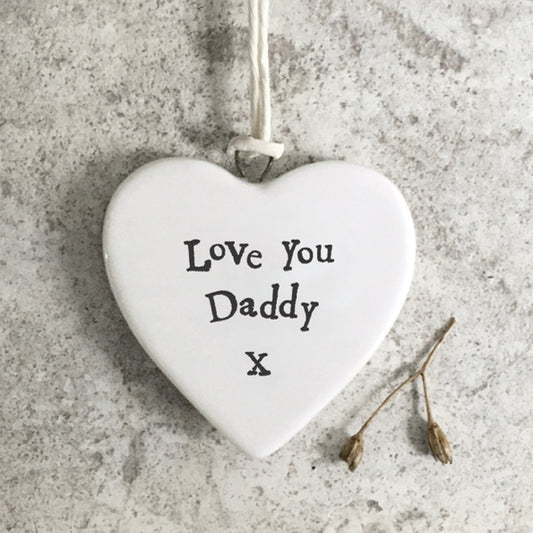 Porcelain 'Love you Daddy' hanging heart decoration
