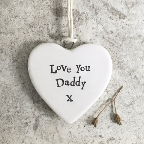 Porcelain 'Love you Daddy' hanging heart decoration