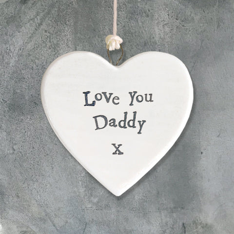 Porcelain 'Love you Daddy' hanging heart decoration