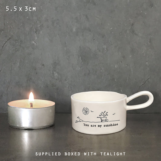 Porcelain Handled Tea Light Holder – You are my sunshine