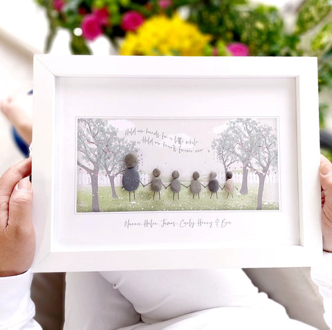 Family Walk In The Park Personalised Pebble Picture Gift