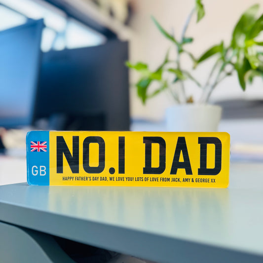 Personalised 'Dad/Grandad' Standing Acrylic Number Plate Gift