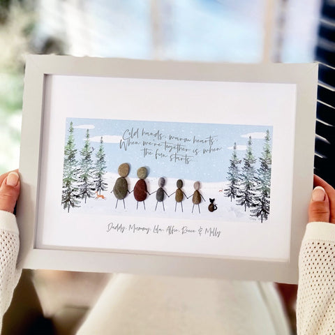 Family Wonderland Walk Personalised Pebble Picture Gift