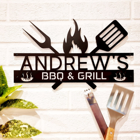 Personalised Laser Cut Acrylic 'BBQ & Grill' Sign Gift