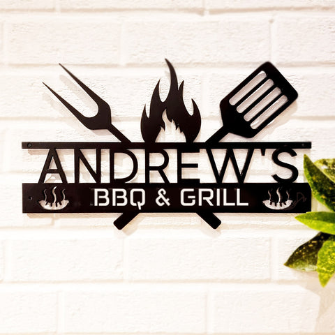 Personalised Laser Cut Acrylic 'BBQ & Grill' Sign Gift