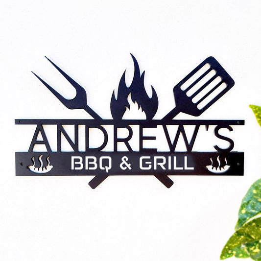 Personalised Laser Cut Acrylic 'BBQ & Grill' Sign Gift