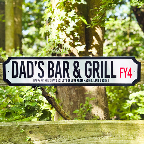Personalised Dad 'Bar & Grill' Street Sign Gift