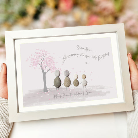 Birthday' Blossom Tree Personalised Pebble Picture Gift