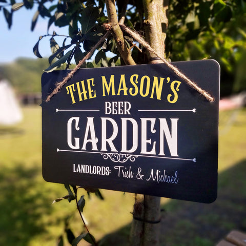 Personalised 'Beer Garden' Hanging Sign Gift