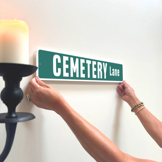 'Cemetery Lane' USA Street Sign