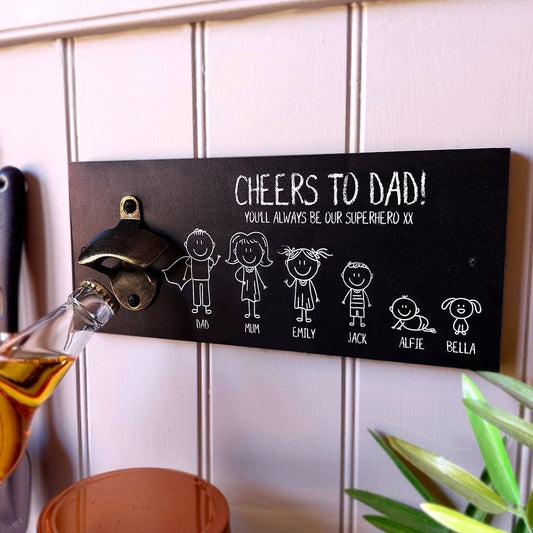 Dad/Grandpa 'Superhero' wooden plaque with bottle opener Gift