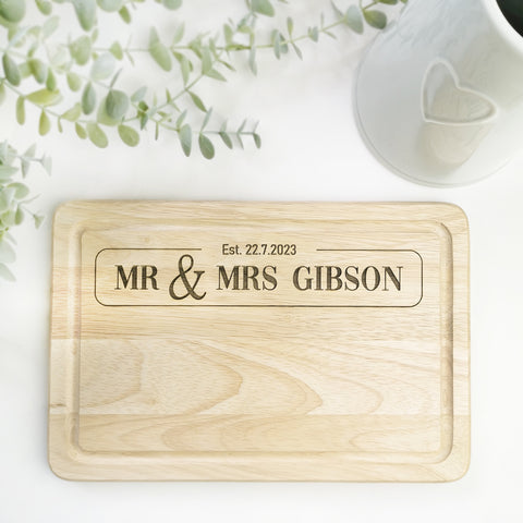 Personalised 'Mr & Mrs' Laser Engraved Chopping Board Gift