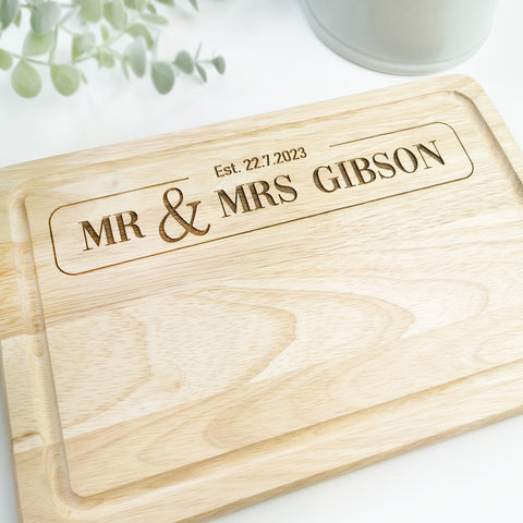 Personalised 'Mr & Mrs' Laser Engraved Chopping Board Gift