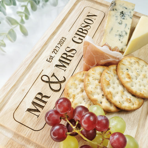 Personalised 'Mr & Mrs' Laser Engraved Chopping Board Gift