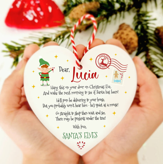 Personalised Christmas Eve Heart Door Hanger