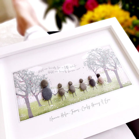 Family Walk In The Park Personalised Pebble Picture Gift