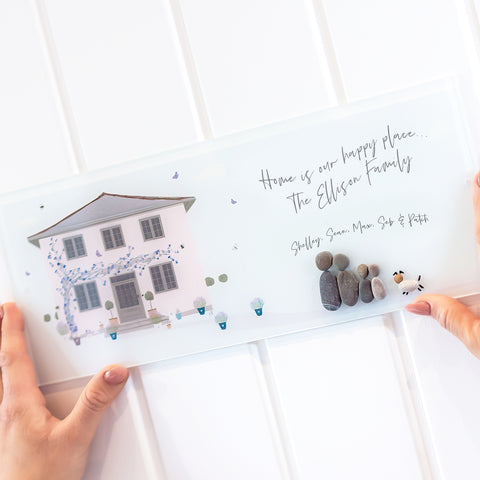 Personalised 'Home Is Our Happy Place' Pebblescape Gift