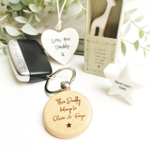 Personalised Wooden 'This Daddy/Grandad' Keyring