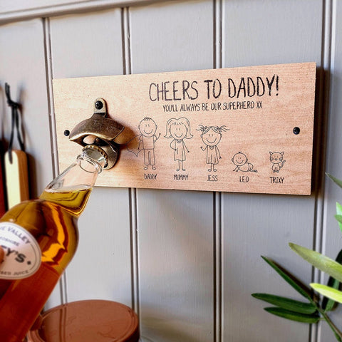 Dad/Grandpa 'Superhero' wooden plaque with bottle opener Gift