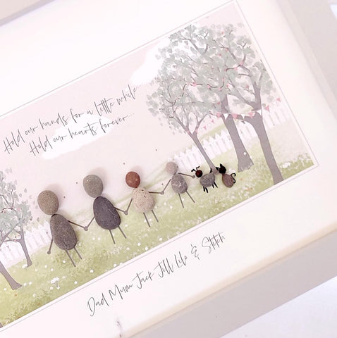 Dad/Grandparent Walk In The Park Personalised Pebble Picture Gift