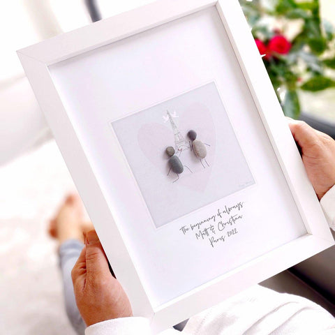 Proposal In Paris Personalised Pebble Picture Gift