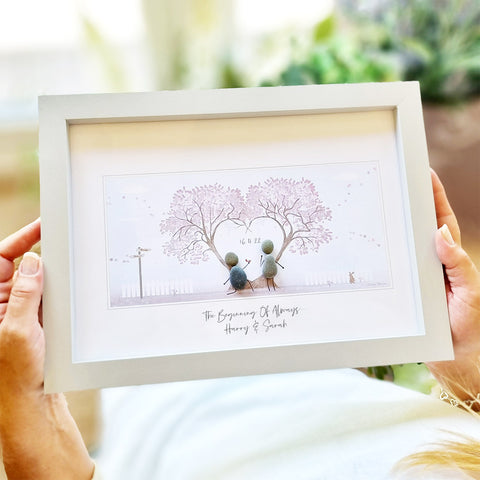 Engagement/Proposal Love Tree Personalised Pebble Picture Gift