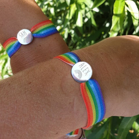 Unisex Rainbow Personalised Elastic Bracelet