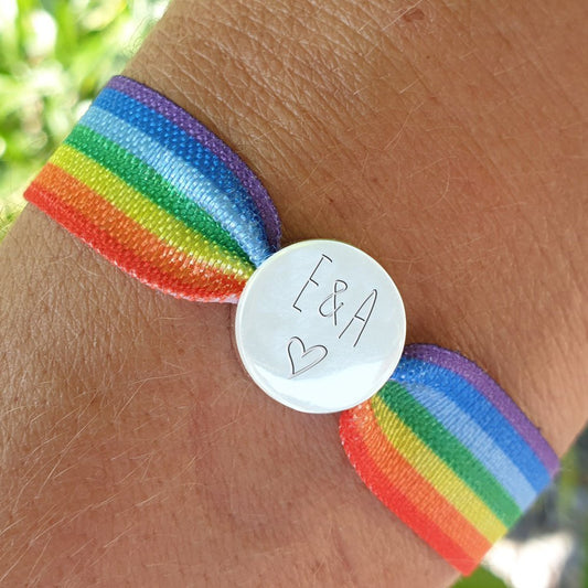 Unisex Rainbow Personalised Elastic Bracelet