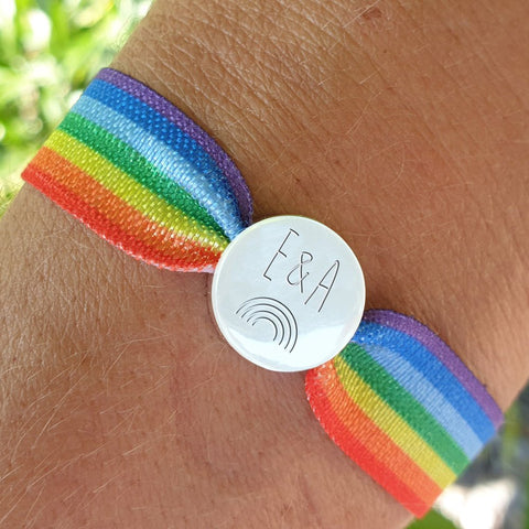 Unisex Rainbow Personalised Elastic Bracelet