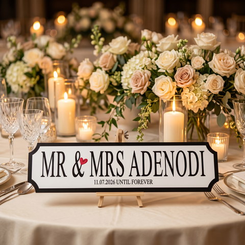 Personalised Mr & Mrs Street Sign Gift — Wedding Anniversary or Couple Present UK