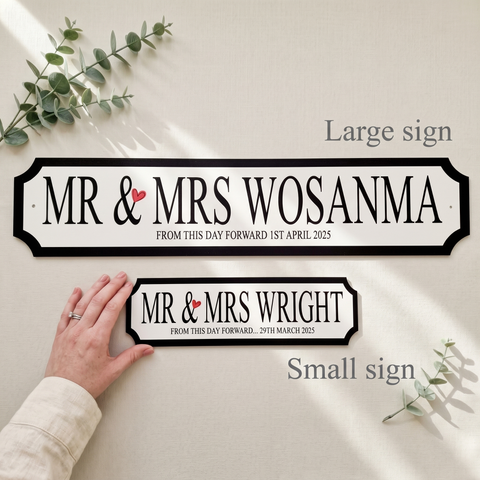 "Mr & Mrs" Personalised Street Sign Gift